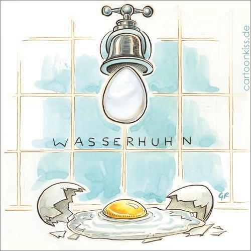 Cartoon: Wasserhuhn (medium) by Riemann tagged wasser,hahn,ei