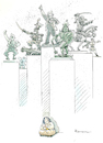 Cartoon: Wahre Heldin (small) by Riemann tagged frau,mutter,mann,angeber,poser,held,heldin,statuen,gleichberechtigung,cartoon,george,riemann