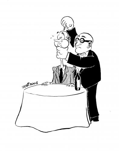 Cartoon: Shortsighted (medium) by jobi_ tagged shortsighted,wine,kellner,wein,waiter,kurzsichtig