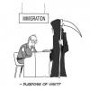 Cartoon: Immigration Desk (small) by jobi_ tagged immigration death
