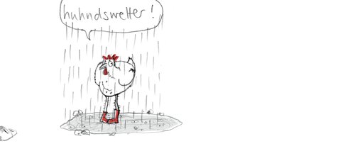 Cartoon: Huhnswetter (medium) by Silvia Wagner tagged chicken,rain,raining,huhn,regen,regnen,tiere,animal