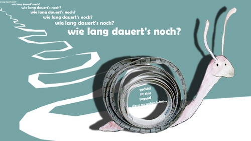 Cartoon: Wie lange dauerts noch? (medium) by Silvia Wagner tagged schnecke,snail,geduld,patience,time,zeit