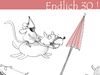 Cartoon: Endlich 30! (small) by Silvia Wagner tagged geburtstag,dreißig,maus,mouse,birthday,thirty,dog,hund,schirm,umbrella