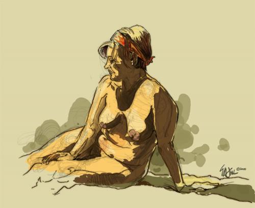 Cartoon: Ashley in repose (medium) by halltoons tagged digital,figure,drawing,photoshop,woman,female,model