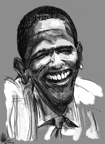 Cartoon: Barack Obama (medium) by halltoons tagged obama,barack,president,usa