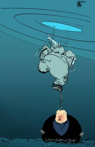 Cartoon: Big Fat Anchor (medium) by halltoons tagged rush,limbaugh,republican,usa,government,talk,show,radio