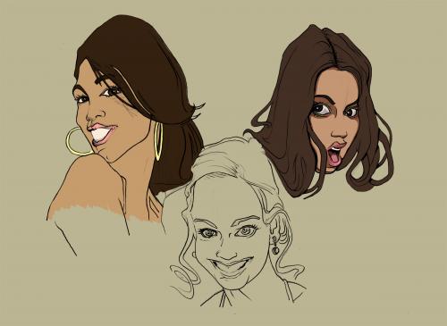 Cartoon: Female Head studies (medium) by halltoons tagged women,poses,manga