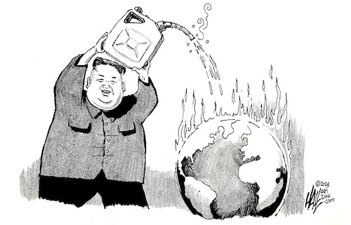 Cartoon: Fire Starter (medium) by halltoons tagged north,korea,kim,jong,un,missiles,asia,north,korea,kim,jong,un,missiles,asia