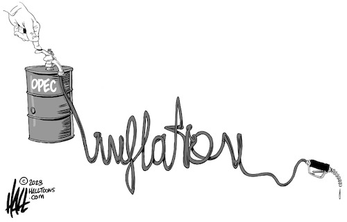 Cartoon: Inflation (medium) by halltoons tagged oil,gasoline,petrol,inflation,opec,oil,gasoline,petrol,inflation,opec