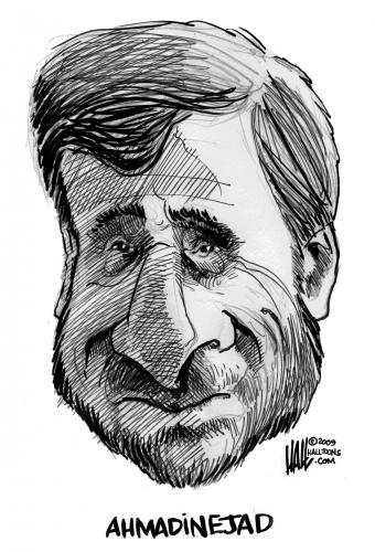 Cartoon: Mahmoud Ahmadinejad (medium) by halltoons tagged mahmoud,ahmadinejad,iran,election,president,iranian