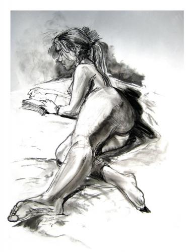 Cartoon: Model Reading (medium) by halltoons tagged figure,drawing,woman,girl,sketch