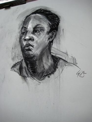 Cartoon: Portrait of Model 1 (medium) by halltoons tagged model,head,portrait,drawing,charcoal