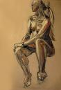 Cartoon: Conte sketch from below (small) by halltoons tagged woman figure drawing sketch