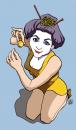 Cartoon: Lucky Coin (small) by halltoons tagged geisha,girl,manga