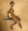 Cartoon: Model leans on stool (small) by halltoons tagged woman,drawing,sketch,figure,model