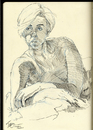 Cartoon: Model Stare (small) by halltoons tagged woman,girl,model,drawing,sketch,pen,ink,pose,nude