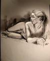 Cartoon: Reclining Female Nude (small) by halltoons tagged female girl nude drawing pose