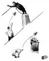 Cartoon: Shoe Drop (small) by halltoons tagged iraq,saddam,bush,shoe,war