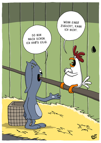 Cartoon: Kann nicht (medium) by luftzone tagged hühnerstall,eierlegen,ei,bunny,hase,ostern,lustig,cartoon,luft,thomas,thomas,luft,cartoon,lustig,ostern,hase,bunny,ei,eierlegen,hühnerstall