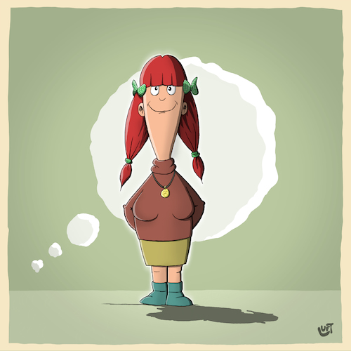 Cartoon: Mädchen (medium) by luftzone tagged thomas,luft,cartoon,illustration,mädchen,girl,haare,rot,zopf,zöpfe,rock,kette,thomas,luft,cartoon,illustration,mädchen,girl,haare,rot,zopf,zöpfe,rock,kette