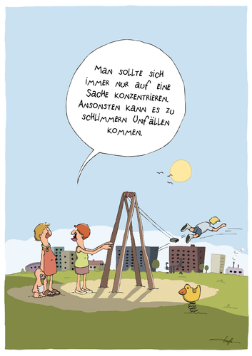 Cartoon: Schaukel (medium) by luftzone tagged cartoonalarm,cartoon,thomas,luft,luftzone,schaukel,spielplatz,windel,baby,kleinkind,kind,mutter,mutti,mütter,mama,mami,gespräch,unfall,konzentration,konzentrieren,abflug,nuckel,spielplatz,schaukel,windel,baby,mutter,mütter,mami,mama,familie