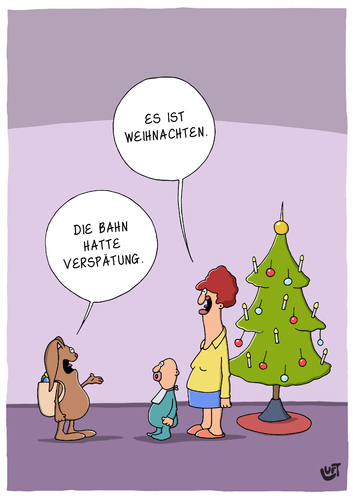 Cartoon: Verspätung (medium) by luftzone tagged cartoon,humor,thomas,luft,lustig,weihnachten,ostern,hase,baby,weihnachtsbaum,bahn,verspätung,cartoon,humor,thomas,luft,lustig,weihnachten,ostern,hase,baby,weihnachtsbaum,bahn,verspätung