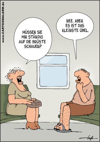 Cartoon: Was guckst Du? (medium) by luftzone tagged cartoon,brüste,busen,anschauen,anstarren,zug,bahn,hässlich,train,breasts,,mann,frau,zug,bahn,busen,brüste,starren,voyeurismus,belästigung,aussehen,beauty,attraktivität,gucken,übel,hässlich