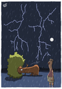 Cartoon: Gewitter (small) by luftzone tagged cartoonalarm,cartoon,thomas,luft,luftzone,humor,comic,spaß,lustig,freude,lachen,comedy,lacher,brüller,zeichnung,sprechblase,karikatur,regen,gewitter,sturm,unwetter,gefahr,blitz,blitzschlag,baum,hinlegen,mond,nacht,natur