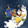 Cartoon: Weihnachtsmann (small) by luftzone tagged weihnachtsmann,weihnachten,christmas,santa,claus,elch,erde,globus,earth,globe,flugzeug,airplane,geschenke,gifts