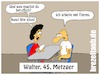 Cartoon: Speed Dating (small) by brezeltaub tagged speeddating,speed,dating,spätzle,suche,parsnip,elite,partner,partnersuche,brezeltaub,singlebörsen,beziehung,ehe,heiratsshow,kuppelshow,bauer,sucht,frau,herzblatt,metzger