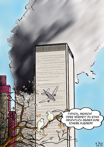 Cartoon: 911 (medium) by Ago tagged new,york,september,11,world,trade,center,terrorismus,bin,laden,al,qaida,11 september,september,world trade center,terrorismus,usa,anschlag,gedenken,11,world,trade,center