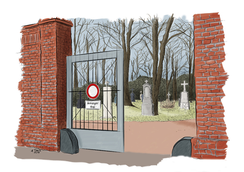 Cartoon: Anlieger frei (medium) by Ago tagged friedhof,gräber,verkehrszeichen,durchfahrt,verboten,tod,leben,allerheiligen,cartoon,friedhof,gräber,verkehrszeichen,durchfahrt,verboten,tod,leben,allerheiligen,cartoon