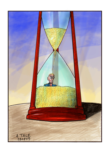 Cartoon: As time goes by (medium) by Ago tagged rente,senioren,tod,sterben,ablaufen,schicksal,zeit,vergänglichkeit,alter,altern,old,getting,hourglass,rieseln,sand,sanduhr