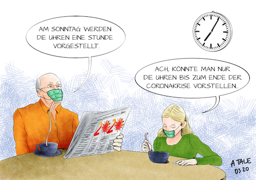 Cartoon: Corona Zeitschleife (medium) by Ago tagged coronavirus,lungenkrankheit,infektion,pandemie,covid,neunzehn,ausbreitung,weltweit,europa,ausgangsbeschränkungen,neuer,erreger,eindämmung,notmaßnahmen,sperrzonen,bedrohung,alte,kranke,menschen,wirtschaft,rezension,beeinträchtigung,freiheit,soziales,leben,daheim,bleiben,einsperren,abschottung,geisterstädte,menschenleer,zeitumstellung,sommerzeit,melancholie,großvater,enkelin,wunsch,normalität,caricature,karikatur,cartoon,pressezeichnung,illustration,tale,agostino,natale,coronavirus,lungenkrankheit,infektion,pandemie,covid,neunzehn,ausbreitung,weltweit,europa,ausgangsbeschränkungen,neuer,erreger,eindämmung,notmaßnahmen,sperrzonen,bedrohung,alte,kranke,menschen,wirtschaft,rezension,beeinträchtigung,freiheit,soziales,leben,daheim,bleiben,einsperren,abschottung,geisterstädte,menschenleer,zeitumstellung,sommerzeit,melancholie,großvater,enkelin,wunsch,normalität,caricature,karikatur,cartoon,pressezeichnung,illustration,tale,agostino,natale