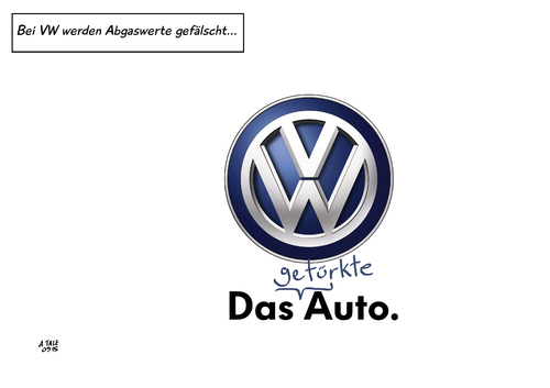 Cartoon: Das getürkte Auto (medium) by Ago tagged vw,volkswagen,konzern,usa,manipulation,epa,amerikanische,umweltschutzbehoerde,niedrige,emissionswerte,gefaelschte,abgaswerte,abgase,software,taeuschung,rueckruf,imageschaden,image,reputation,auto,kraftfahrzeuge,umwelt,umweltschutz,werbung,logo,slogan,wortspiel,karikatur,cartoon,illustration,vw,volkswagen,konzern,usa,manipulation,epa,amerikanische,umweltschutzbehoerde,niedrige,emissionswerte,gefaelschte,abgaswerte,abgase,software,taeuschung,rueckruf,imageschaden,image,reputation,auto,kraftfahrzeuge,umwelt,umweltschutz,werbung,logo,slogan,wortspiel,karikatur,cartoon,illustration