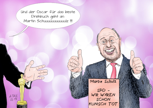 Cartoon: Ein Oscar für Martin (medium) by Ago tagged martin,schulz,spd,kanzlerkandidat,oscar,award,verleihung,2017,hollywood,aufwind,umfragen,hohe,umfragewerte,ueberraschungskandidat,aufholjagd,konkurrenz,cdu,merkel,story,geschichte,politik,karikatur,cartoon,illustration,tale,agostino,natale,martin,schulz,spd,kanzlerkandidat,oscar,award,verleihung,2017,hollywood,aufwind,umfragen,hohe,umfragewerte,ueberraschungskandidat,aufholjagd,konkurrenz,cdu,merkel,story,geschichte,politik,karikatur,cartoon,illustration,tale,agostino,natale