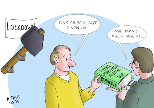 Cartoon: Es ist kompliziert (medium) by Ago tagged bund,länder,konferenz,ministerpräsidenten,beschlüsse,vorgehen,lockerungen,öffnung,schrittweise,wirtschaft,kultur,sport,corona,virus,covid,pandemie,inzidenz,stufenplan,komplex,variabel,differenziert,dickes,handbuch,gespräch,verwirrt,alternative,schlaghammer,lockdown,politik,caricature,karikatur,cartoon,pressezeichnung,illustration,tale,agostino,natale,bund,länder,konferenz,ministerpräsidenten,beschlüsse,vorgehen,lockerungen,öffnung,schrittweise,wirtschaft,kultur,sport,corona,virus,covid,pandemie,inzidenz,stufenplan,komplex,variabel,differenziert,dickes,handbuch,gespräch,verwirrt,alternative,schlaghammer,lockdown,politik,caricature,karikatur,cartoon,pressezeichnung,illustration,tale,agostino,natale