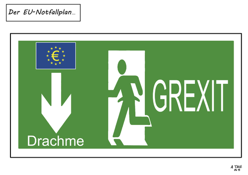 Cartoon: Grexit (medium) by Ago tagged eu,griechenland,schuldenkrise,schuldenlast,grexit,europa,euro,austritt,staatspleite,pleite,notfallplan,drachme,währungsunion,politik,cartoon,wirtschaft,karikatur,eu,griechenland,schuldenkrise,schuldenlast,grexit,europa,euro,austritt,staatspleite,pleite,notfallplan,drachme,währungsunion,politik,cartoon,wirtschaft,karikatur