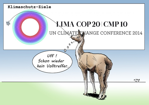 Cartoon: Klimaschutz-Ziele (medium) by Ago tagged cop,20,un,klimakonferenz,lima,peru,2014,klimawandel,minimalkonsens,kompromiss,industrieländer,schwelllenländer,weltklimarat,abschlussdokument,umweltverbände,treibhausgase,co2,umweltschutz,politik,lama,karikatur,cop,20,un,klimakonferenz,lima,peru,2014,klimawandel,minimalkonsens,kompromiss,industrieländer,schwelllenländer,weltklimarat,abschlussdokument,umweltverbände,treibhausgase,co2,umweltschutz,politik,lama,karikatur