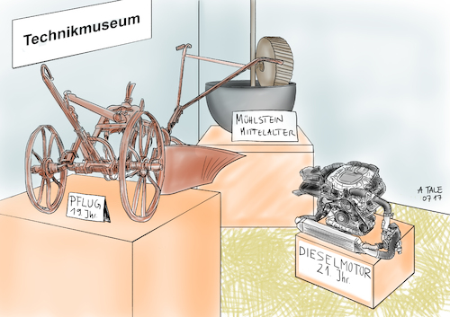 Cartoon: Museumsreif (medium) by Ago tagged dieselmotor,diesel,abgasskandel,betrug,software,manipulation,fahrverbot,gerichtsurteil,stuttgart,umweltschutz,grenzwerte,stickstoffdioxid,belastung,feinstaub,wertverlust,zukunft,autobranche,absatzzahlen,dieselfahrzeuge,einbruch,nachruestung,alte,autos,autogipfel,august,2017,veraltete,technik,wirtschaft,politik,karikatur,cartoon,illustration,tale,agostino,natale,dieselmotor,diesel,abgasskandel,betrug,software,manipulation,fahrverbot,gerichtsurteil,stuttgart,umweltschutz,grenzwerte,stickstoffdioxid,belastung,feinstaub,wertverlust,zukunft,autobranche,absatzzahlen,dieselfahrzeuge,einbruch,nachruestung,alte,autos,autogipfel,august,2017,veraltete,technik,wirtschaft,politik,karikatur,cartoon,illustration,tale,agostino,natale