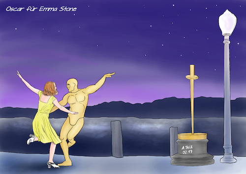 Cartoon: La La Land (medium) by Ago tagged oscar,verleihung,awards,2017,beste,schauspielerin,emma,stone,lala,land,musical,best,actress,motion,picture,academy,hollywood,statue,tanzen,tanzfilm,movie,film,kino,cinema,show,business,karikatur,cartoon,illustration,tale,agostino,natale,la,oscar,verleihung,awards,2017,beste,schauspielerin,emma,stone,lala,land,musical,best,actress,motion,picture,academy,hollywood,statue,tanzen,tanzfilm,movie,film,kino,cinema,show,business,karikatur,cartoon,illustration,tale,agostino,natale