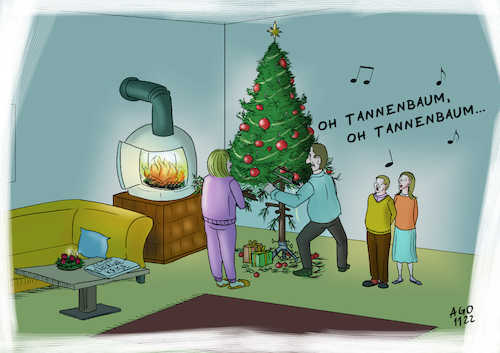 Cartoon: Primärer Energieträger (medium) by Ago tagged weihnachten,christbaum,tannenbaum,energiekrise,knappheit,rohstoffe,preissteigerungen,krieg,russland,ukraine,boykott,verheizen,holz,ofen,familie,singen,tradition,wirtschaft,politik,caricature,karikatur,cartoon,pressezeichnung,illustration,ago,agostino,natale,weihnachten,christbaum,tannenbaum,energiekrise,knappheit,rohstoffe,preissteigerungen,krieg,russland,ukraine,boykott,verheizen,holz,ofen,familie,singen,tradition,wirtschaft,politik,caricature,karikatur,cartoon,pressezeichnung,illustration,ago,agostino,natale