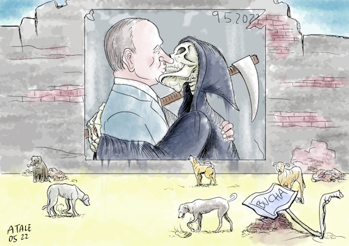 Cartoon: Putin Parade (medium) by Ago tagged russland,präsident,wladimir,putin,ukraine,krise,angriffskrieg,siegesfeier,parade,mai,großer,vaterländischer,krieg,zweiter,weltkrieg,militäraufmarsch,instrumentalisierung,propaganda,diktatur,rückfall,imperialismus,butscha,kriegsverbrechen,gräueltaten,kriegsschäden,kriegsfolgen,bruderkuss,breschnew,honecker,ikonografisch,kuss,sensenmann,tod,streunende,hunde,politik,caricature,karikatur,cartoon,pressezeichnung,illustration,tale,agostino,natale,russland,präsident,wladimir,putin,ukraine,krise,angriffskrieg,siegesfeier,parade,mai,großer,vaterländischer,krieg,zweiter,weltkrieg,militäraufmarsch,instrumentalisierung,propaganda,diktatur,rückfall,imperialismus,butscha,kriegsverbrechen,gräueltaten,kriegsschäden,kriegsfolgen,bruderkuss,breschnew,honecker,ikonografisch,kuss,sensenmann,tod,streunende,hunde,politik,caricature,karikatur,cartoon,pressezeichnung,illustration,tale,agostino,natale