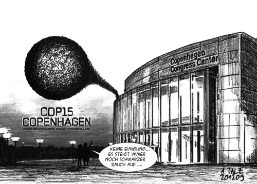 Cartoon: Schwarzer Rauch (medium) by Ago tagged copenhagen,change,climate,klimawandel,kopenhagen,klimakonferenz,politics,environment,nature