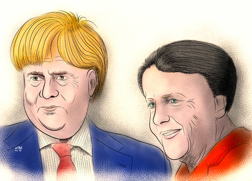 Cartoon: Sigmangela (medium) by Ago tagged angela,merkel,sigmar,gabriel,kariatur,porträt,cdu,spd,profil,unterscheidung,inhalte,programme,angela,merkel,sigmar,gabriel,kariatur,porträt,cdu,spd,profil,unterscheidung,inhalte,programme