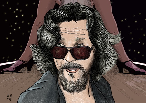 Cartoon: The Dude (medium) by Ago tagged portrait,actor,schauspieler,brothers,coen,movie,film,lebowski,big,dude,bridges,jeff