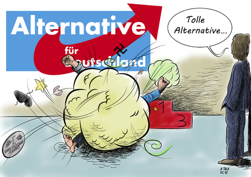 Cartoon: Tolle Alternative (medium) by Ago tagged afd,alternative,für,deutschland,parteitag,bremen,2015,streit,chaos,richtungsstreit,führung,führungsstreit,krise,vorsitzender,parteispitze,wahl,bernd,lucke,ausrichtung,rechts,rechtskonservativ,deutschnational,unterwanderung,extremisten,islamfeindlich,euro,austritt,populismus,politik,wirtschaft,cartoon,karikatur,afd,alternative,für,deutschland,parteitag,bremen,2015,streit,chaos,richtungsstreit,führung,führungsstreit,krise,vorsitzender,parteispitze,wahl,bernd,lucke,ausrichtung,rechts,rechtskonservativ,deutschnational,unterwanderung,extremisten,islamfeindlich,euro,austritt,populismus,politik,wirtschaft,cartoon,karikatur