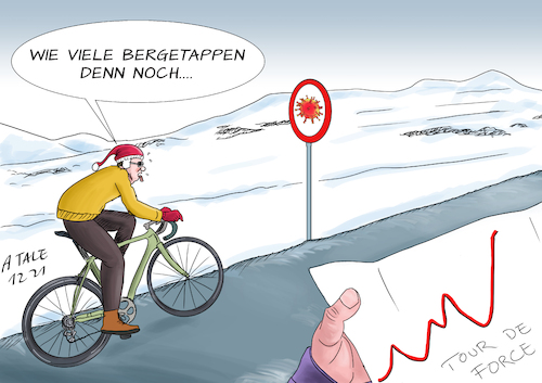 Cartoon: Tour de force (medium) by Ago tagged corona,virus,covid,neunzehn,pandemie,vierte,welle,hohe,inzidenzen,steigende,auslastung,intensivstationen,neue,mutation,mühsal,langwierig,anstrengung,bergetappen,tour,de,france,radfahrer,radrennen,höhenprofil,auf,und,ab,politik,caricature,karikatur,cartoon,pressezeichnung,illustration,tale,agostino,natale,corona,virus,covid,neunzehn,pandemie,vierte,welle,hohe,inzidenzen,steigende,auslastung,intensivstationen,neue,mutation,mühsal,langwierig,anstrengung,bergetappen,tour,de,france,radfahrer,radrennen,höhenprofil,auf,und,ab,politik,caricature,karikatur,cartoon,pressezeichnung,illustration,tale,agostino,natale