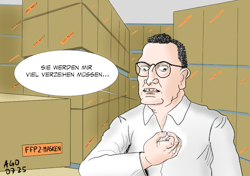 Cartoon: Viel aufzuklären (medium) by Ago tagged jens,spahn,cdu,ehemaliger,gesundheitsminister,maskenaffäre,bericht,unter,verschluss,aufklärung,behinderung,verdacht,verschwendung,steuergelder,pandemie,covid,ffp2,schutzmasken,deal,dubios,zweifelhaft,verantwortung,zitat,verzeihen,politik,karikatur,cartoon,pressezeichnung,illustration,ago,agostino,natale,jens,spahn,cdu,ehemaliger,gesundheitsminister,maskenaffäre,bericht,unter,verschluss,aufklärung,behinderung,verdacht,verschwendung,steuergelder,pandemie,covid,ffp2,schutzmasken,deal,dubios,zweifelhaft,verantwortung,zitat,verzeihen,politik,karikatur,cartoon,pressezeichnung,illustration,ago,agostino,natale