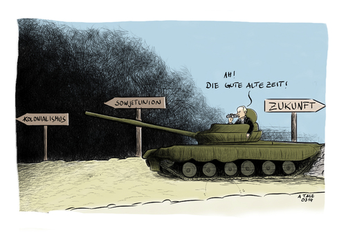 Cartoon: Volle Kraft zurück (medium) by Ago tagged ostukraine,annexion,zerfall,nato,osten,westen,krieg,kalter,militär,konflikt,russland,putin,kriegsdrohung,invasion,krise,krim,ukraine,unruhen,ukraine,krim,krise,invasion,kriegsdrohung,putin,russland,konflikt,militär,kalter,krieg,westen,osten,nato